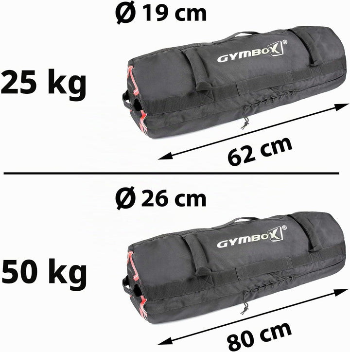 GYMBOX Professioneller Sandbag mit Poster Funktionelles Training 25kg/50kg flexibel befüllbare Gewic