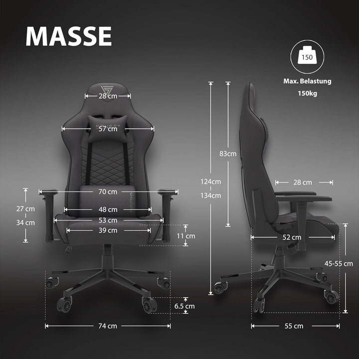 SENSE7 Gaming Stuhl Spellcaster, ergonomischer Gaming Sessel mit verstellbaren Lendenkissen Einstell