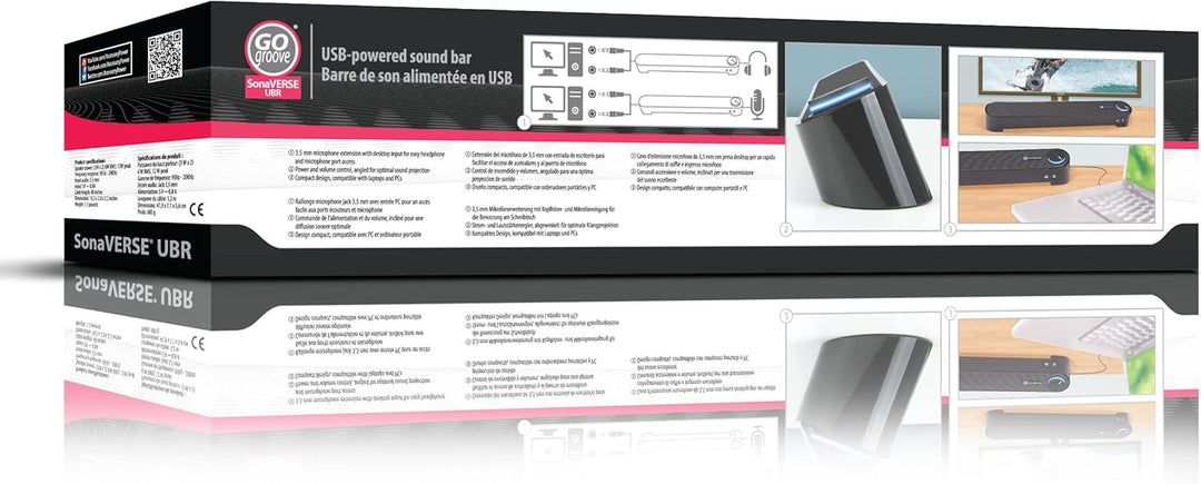 GOgroove Soundbar für PC Lautsprecher für Computer: Tragbarer 2.0 Stereo Speaker mit Eingebauten Sou