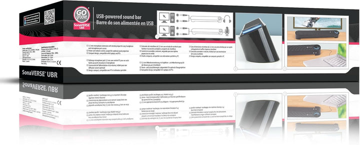 GOgroove Soundbar für PC Lautsprecher für Computer: Tragbarer 2.0 Stereo Speaker mit Eingebauten Sou