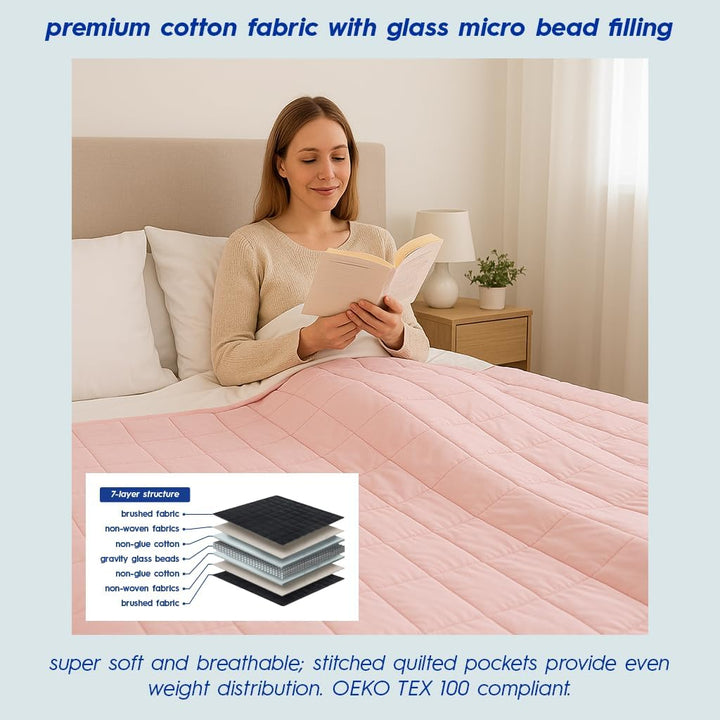 Harbour Housewares Gewichtsdecke mit Aufbewahrungstasche - 125 x 180cm - 6kg - Rosa - 1x Schwer Erwa