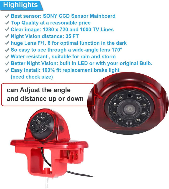 Navinio Auto Dritte Dach Top Mount Bremsleuchte Kamera Bremslicht Einparkkamera Rückfahrkamera IR Li