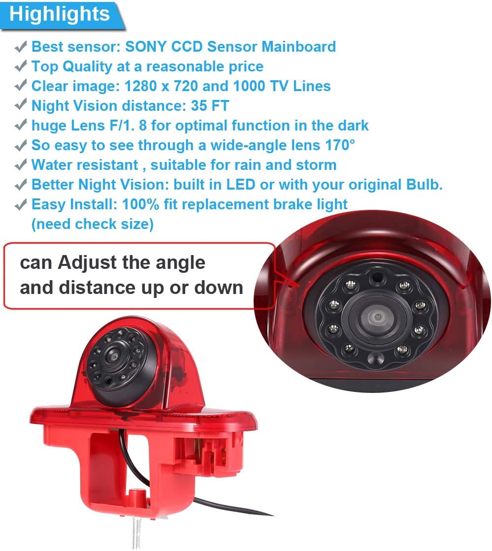 Navinio Auto Dritte Dach Top Mount Bremsleuchte Kamera Bremslicht Einparkkamera Rückfahrkamera IR Li