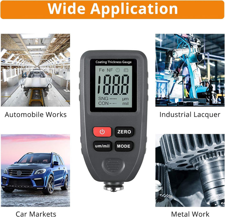 Neoteck Schichtdickenmessgerät Dickenmesser Auto mit LCD Display Automatische Ablesung Schichtdicken