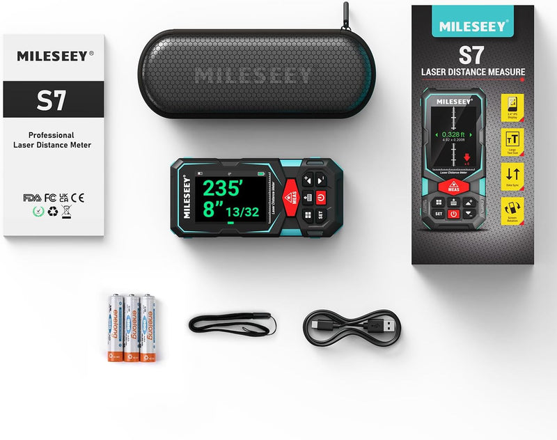 Laser Entfernungsmesser 100m/330ft, MiLESEEY Wiederaufladbares Multifunktions-Lasermessgerät mit dig