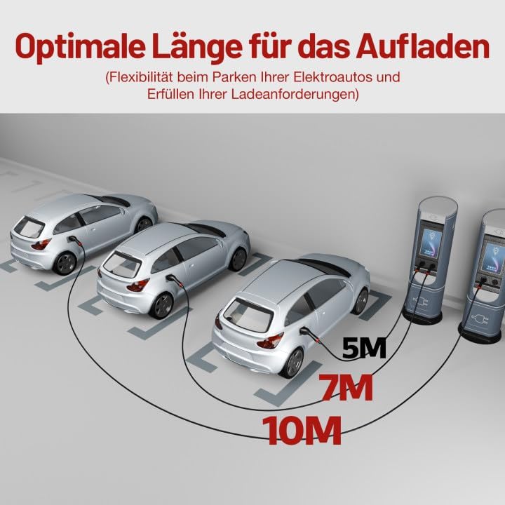 MCEVKELN Typ 2 Ladekabel 11KW 3 Phasig - 16A Ladekabel Typ 2 für Elektroautos & Hybrid 7M Mode 3 Lad