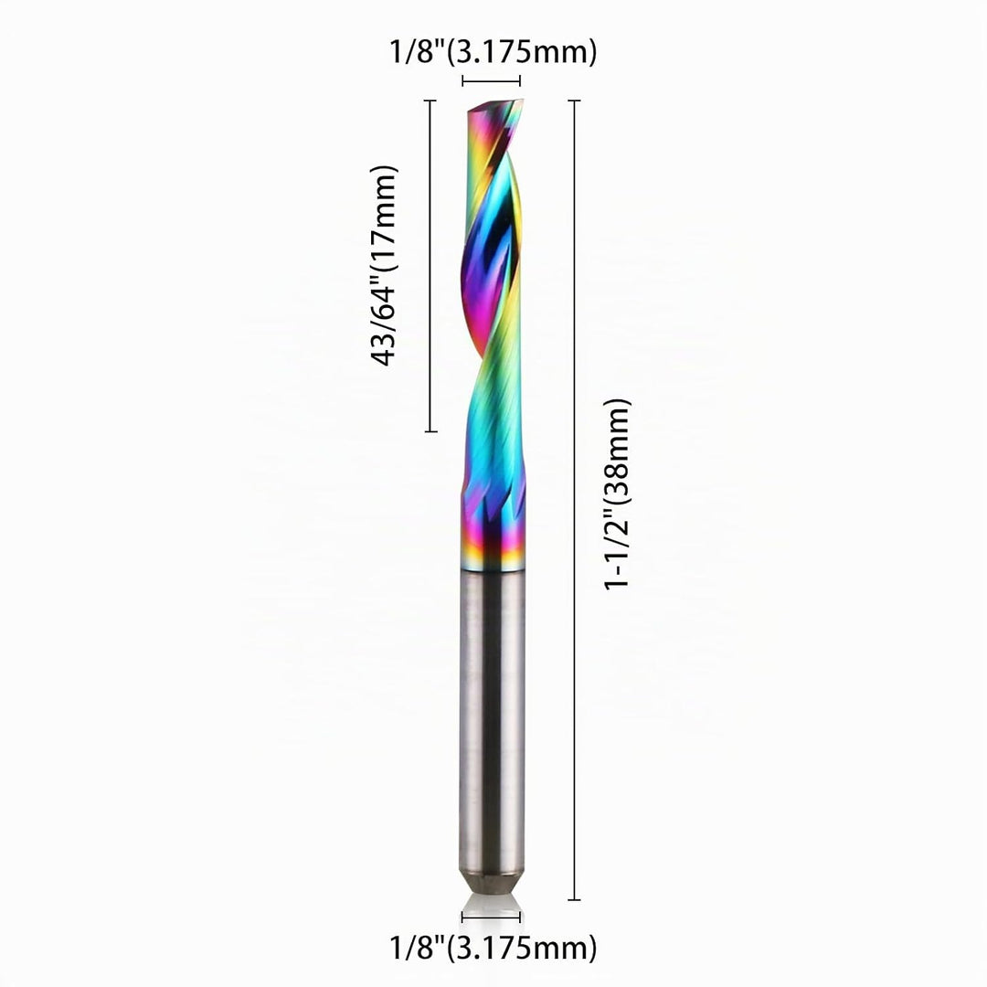 EU_HOZLY CNC-Fräser mit einer Nut, 1/8-Zoll-Schaft, 1/8-Zoll-Schnittdurchmesser, 17 mm (0,67 Zoll),