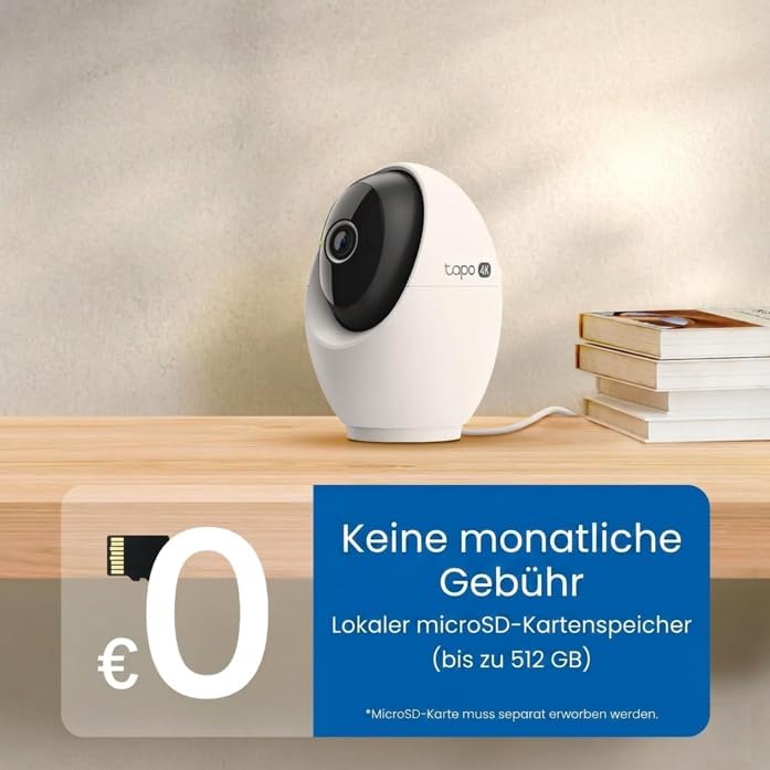 Tapo C260 4K 8MP Überwachungskamera Innen 360°, Lokale KI-Erkennung, Physischer Privatsphärenmodus,
