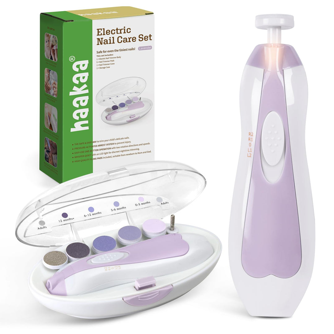 haakaa Baby Nagelschneider Elektrisch Baby Nagelfeile Kit mit LED-Licht, Baby Nagelknipser für Neuge