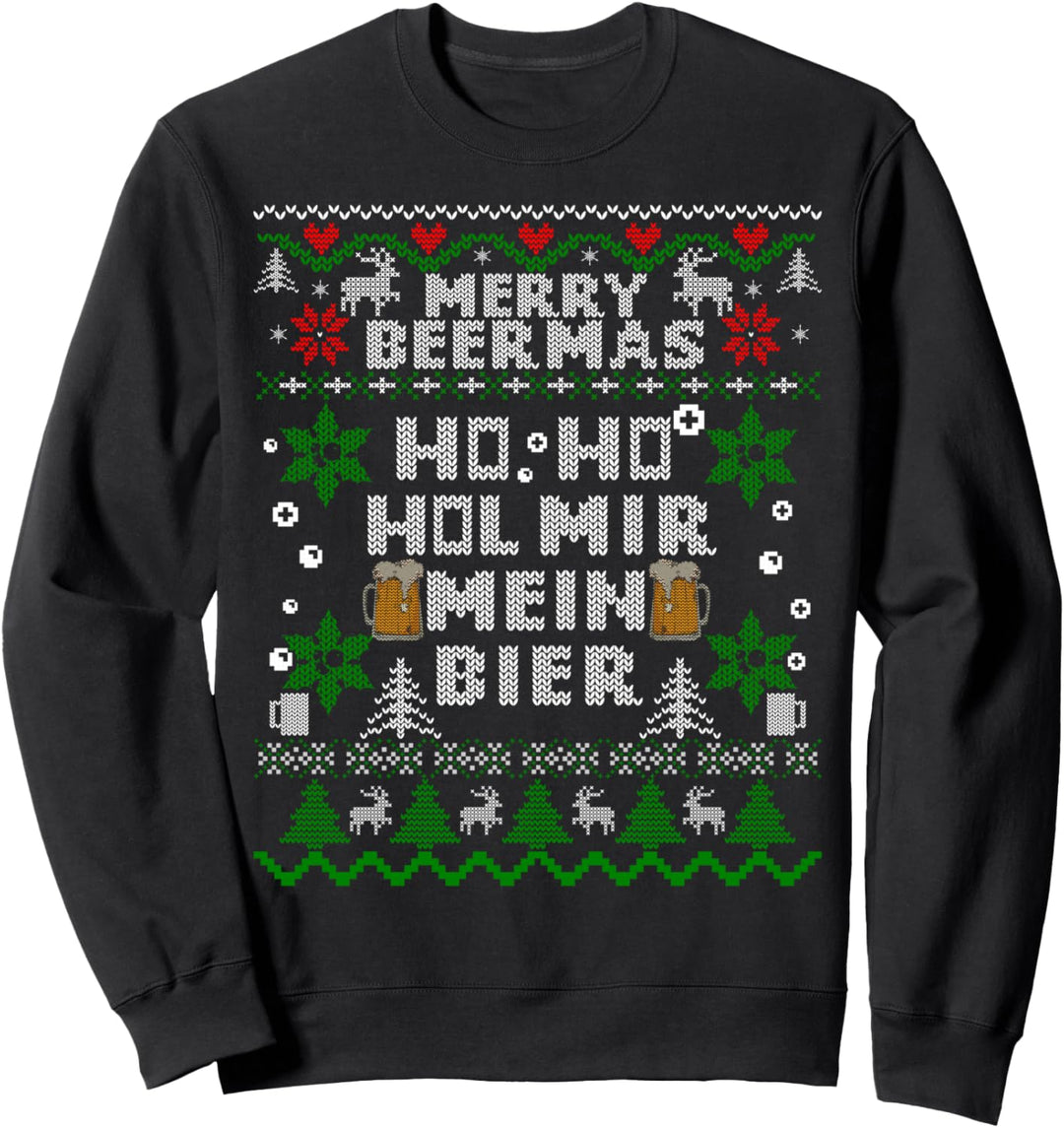 Ho Ho Hol Mir Mein Bier Geschenk Weihnachten Ugly Christmas Sweatshirt