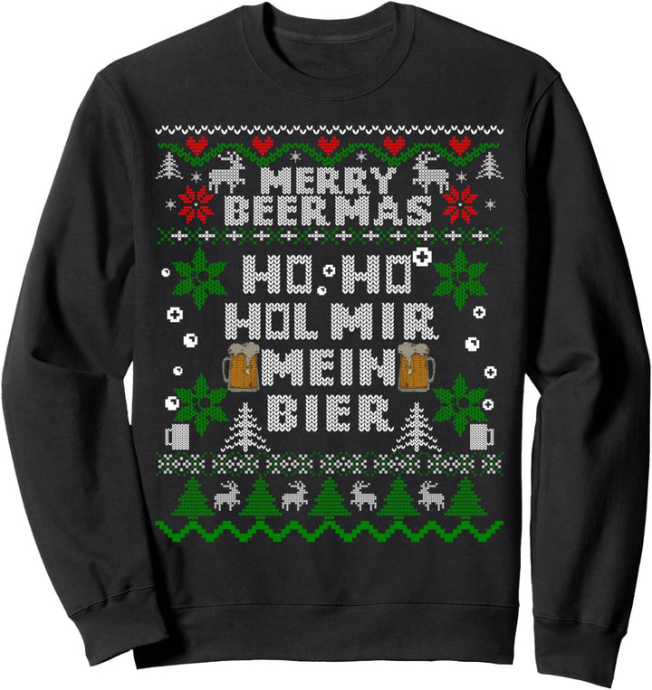 Ho Ho Hol Mir Mein Bier Geschenk Weihnachten Ugly Christmas Sweatshirt