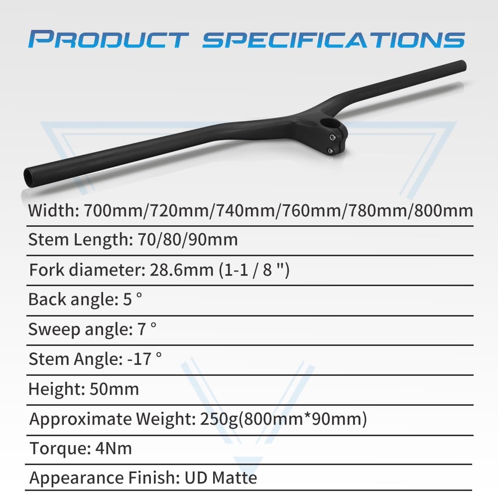 Alfa Pasca mtb lenker carbon 1-1/8" mtb lenker riser carbon Integrierte UD matt 700 * 70mm mountainb