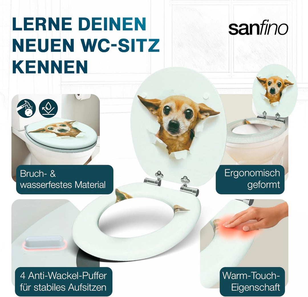 SANFINO® Premium WC Sitz mit Absenkautomatik – hochwertige Toilettendeckel aus Holz, viele bunte Mot