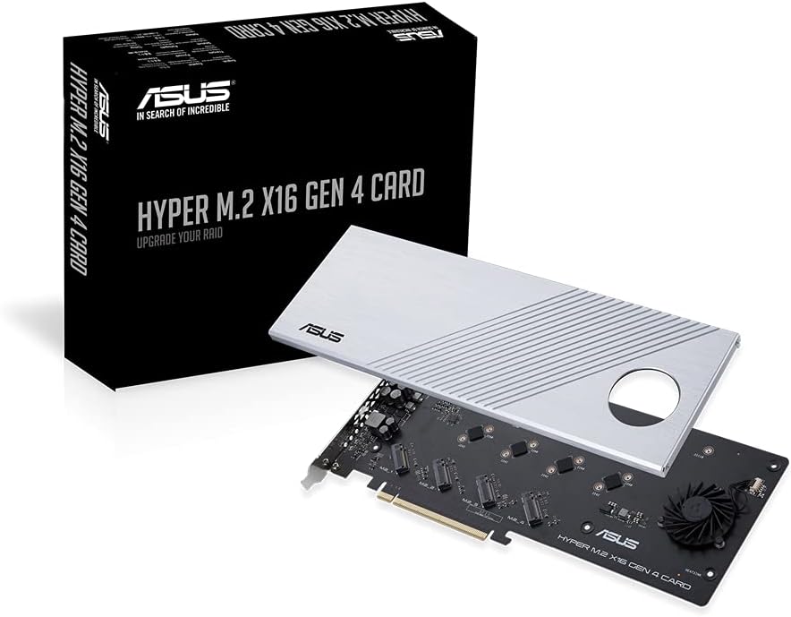 ASUS Hyper M.2 x16 Gen 4 (PCIe 4.0/3.0) unterstützt 4X NVMe M.2 Geräte (2242/2260/2280/22110) bis zu