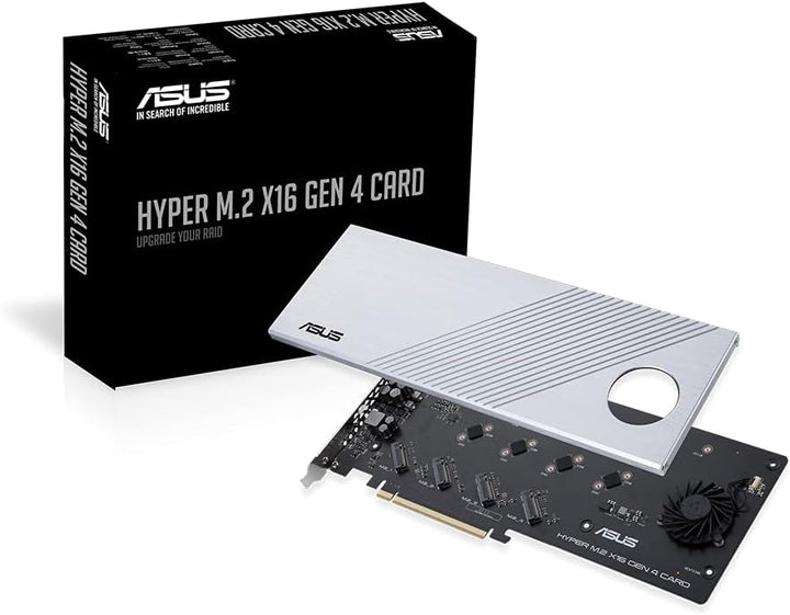 ASUS Hyper M.2 x16 Gen 4 (PCIe 4.0/3.0) unterstützt 4X NVMe M.2 Geräte (2242/2260/2280/22110) bis zu