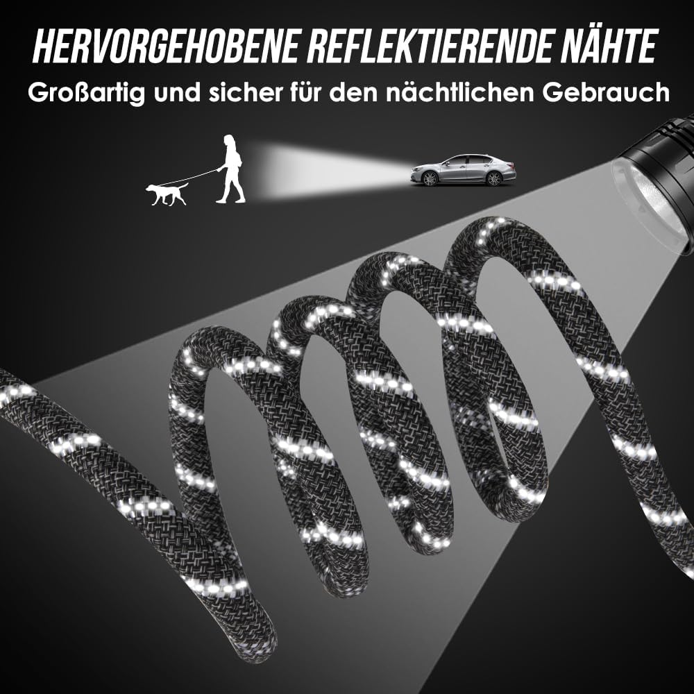 Hundeleine 3m für Kleine mittelgrosse Hunde, 8in1 Schleppleine mit 3 Verstellbare Schnalle und Griff