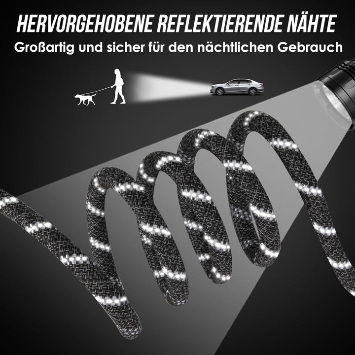 Hundeleine 3m für Kleine mittelgrosse Hunde, 8in1 Schleppleine mit 3 Verstellbare Schnalle und Griff