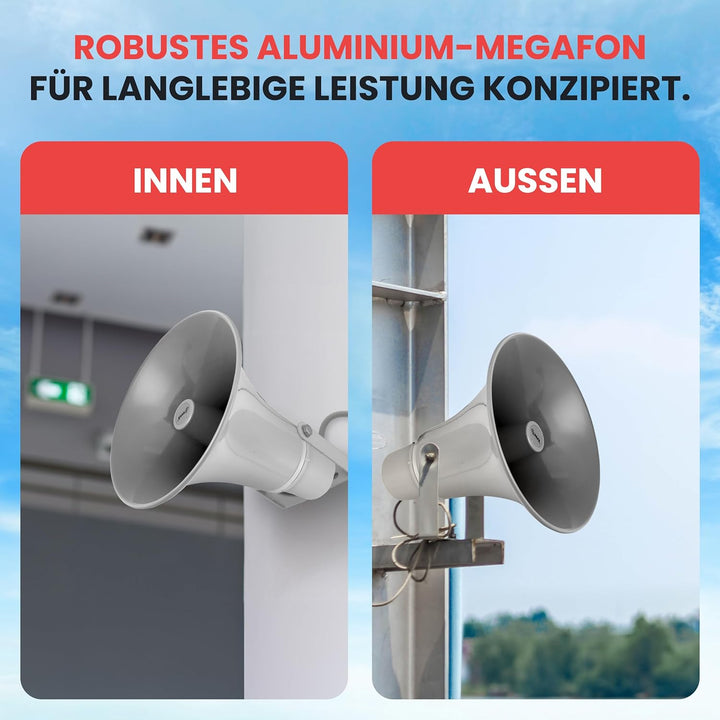 Pyle PA-Hornlautsprecher Innen/Aussen – Kompakter 34 cm Lautsprecher, 50 W, 400 Hz–5 kHz, 8 Ω, 70 V