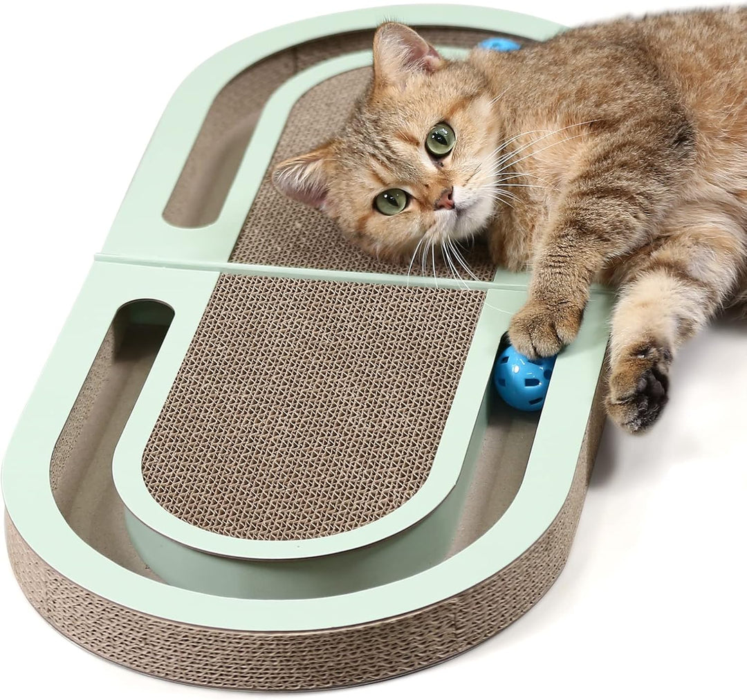 PETTOM Kratzbrett, Kratzbretter Katze mit Trackball, Kratzpappe für Katzen 66 * 30cm, Katzenkratzbre