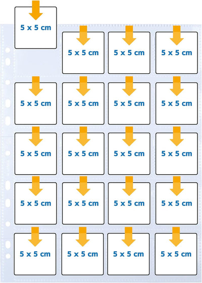 HERMA 7699 Diahüllen für gerahmte Dias, 100 Stück, 5x5 cm, 20 Fächer geteilt, klar/matt, beidseitig