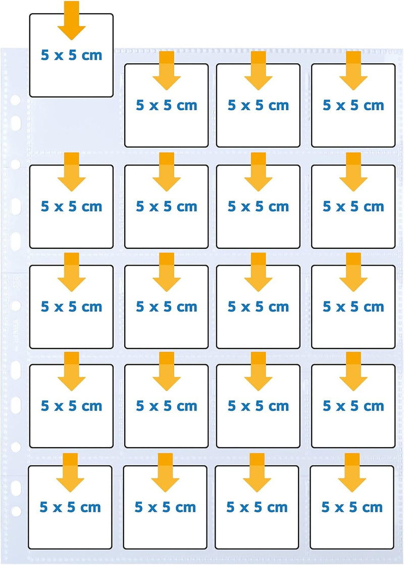 HERMA 7699 Diahüllen für gerahmte Dias, 100 Stück, 5x5 cm, 20 Fächer geteilt, klar/matt, beidseitig