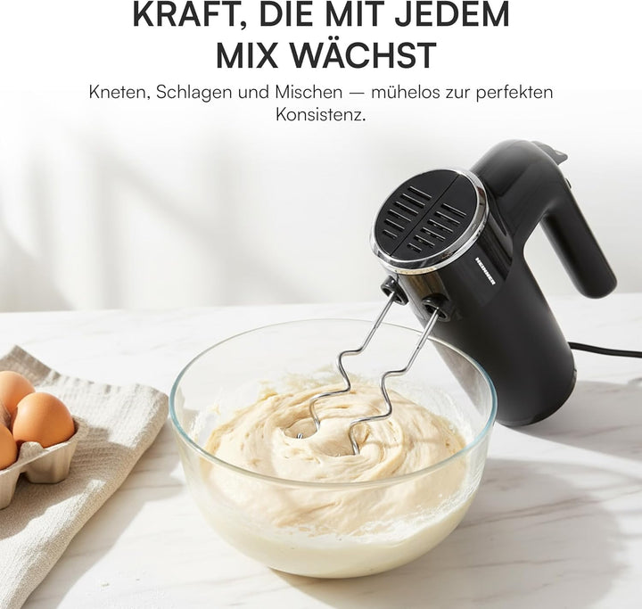 HM-300BK Hand Mixer – 300W Power, 5 Speed Settings + Turbo Function, Stainless Steel Beaters & Dough