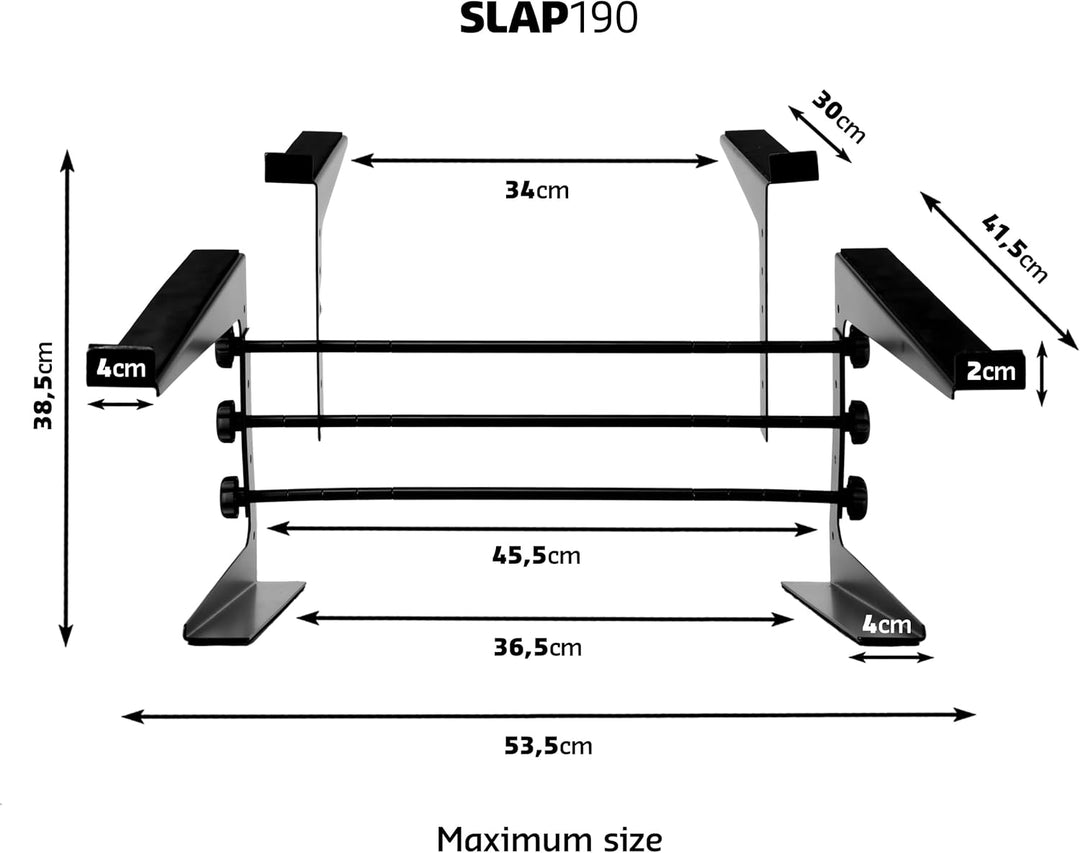 SLAP200 - IBIZA - Doppelständer für Laptop und DJ-Pult, 360° verstellbar - Schwarz