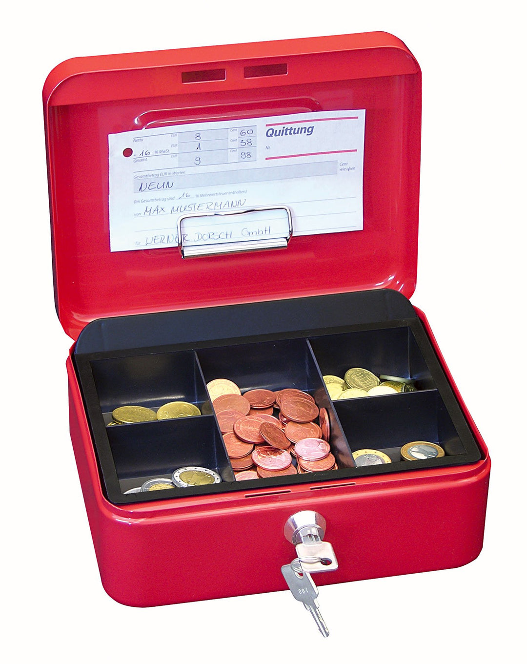 Wedo 145202H Geldkassette (aus pulverbeschichtetem Stahl, versenkbarer Griff, Geldnoten- und Belegek