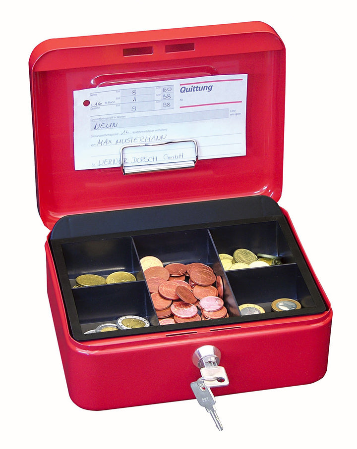 Wedo 145202H Geldkassette (aus pulverbeschichtetem Stahl, versenkbarer Griff, Geldnoten- und Belegek