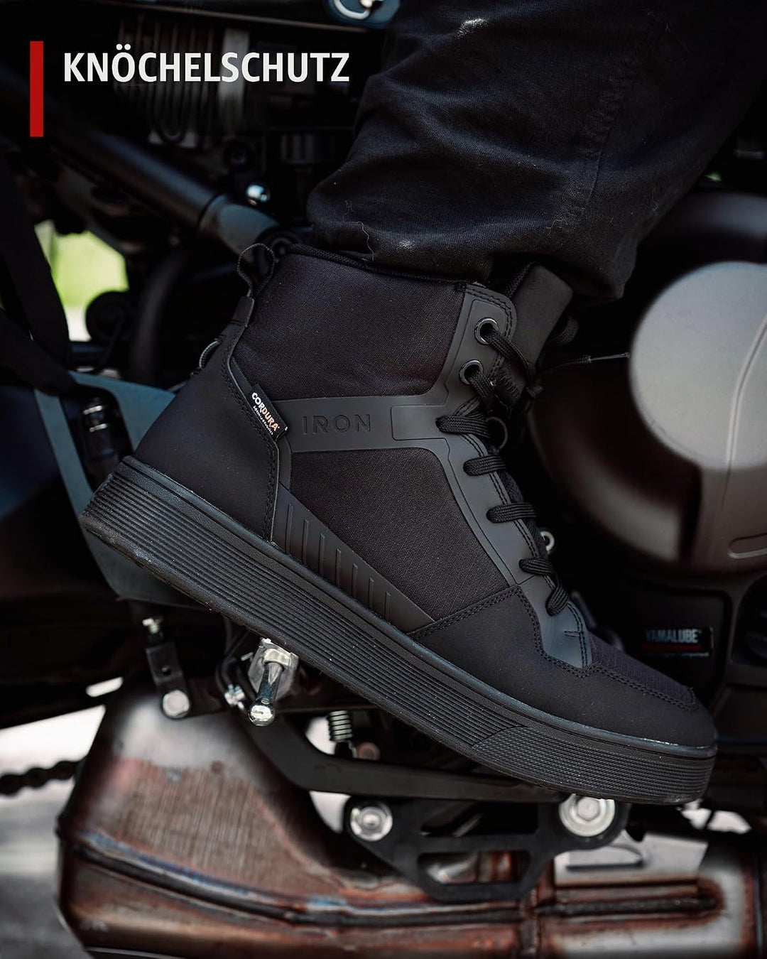 RIDEIRON Motorradschuhe Herren CE-konform Rutschfeste Schwarz 39 EU, Schwarz 39 EU