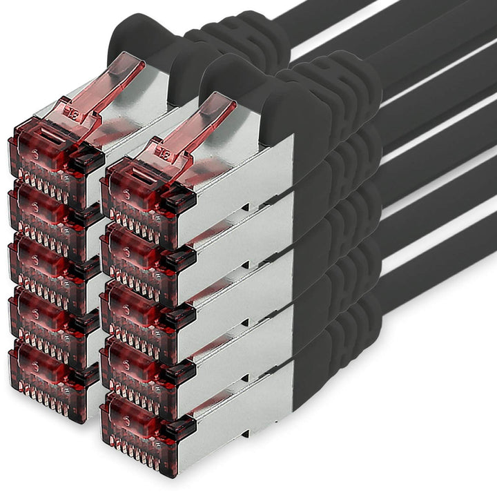 Netzwerkkabel Cat.6 5m schwarz - 10 x Ethernetkabel Lankabel Cat6 Lan Netzwerk Kabel Sftp Pimf Patch