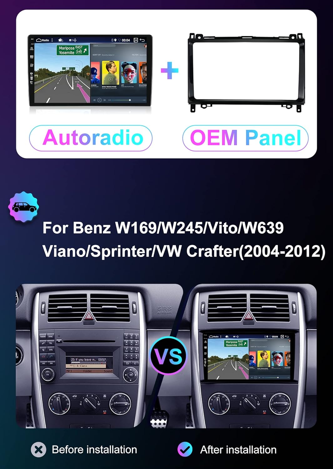YUNTX PX6 Android 10 Autoradio Kompatibel mit Mercedes Benz Viano/Sprinter/W906 - [4G+64G] - KOSTENL