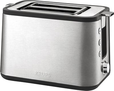 Krups KH442D Control Line Premium Toaster | Edelstahl | 2 kurze Schlitze für 2 Scheiben | Brötchenau