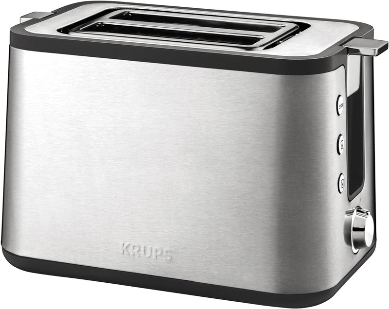 Krups KH442D Control Line Premium Toaster | Edelstahl | 2 kurze Schlitze für 2 Scheiben | Silber/Sch