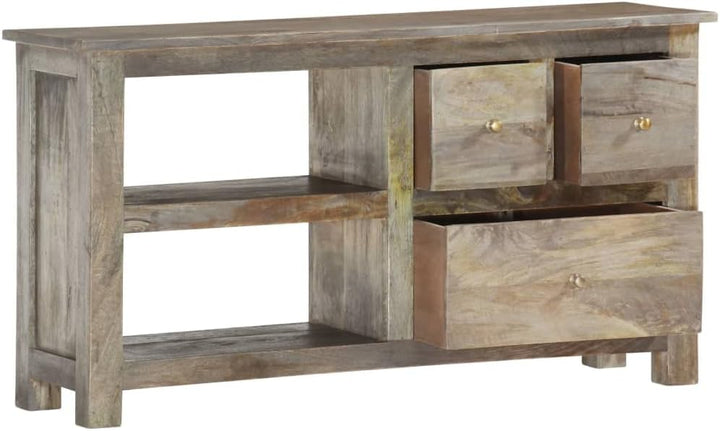 vidaXL Mangoholz Massiv TV Schrank mit 2 Regalen 3 Schubladen Lowboard Fernsehtisch Fernsehschrank T