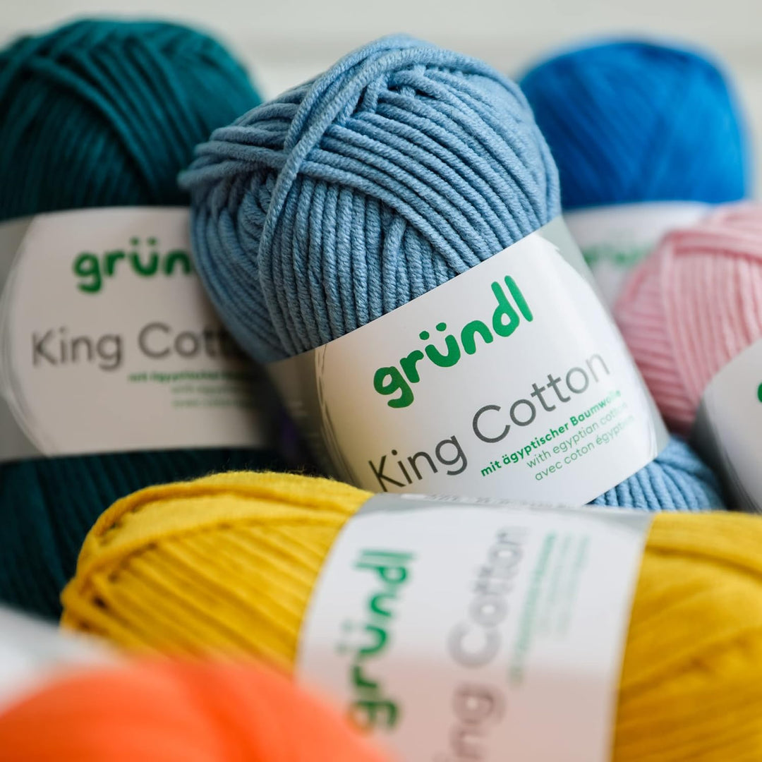 Gründl King Cotton (weiches und voluminöses Strick- und Häkelgarn aus 55 % Polyacryl &amp; 45 % Baumwoll