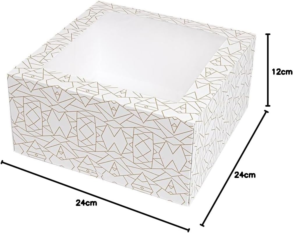 50 Stück Konditorschachteln mit Fenster 'Thepack' 250 g/m2 + Opp, 24 x 24 x 12 cm, Weiss, Nano-Mikro