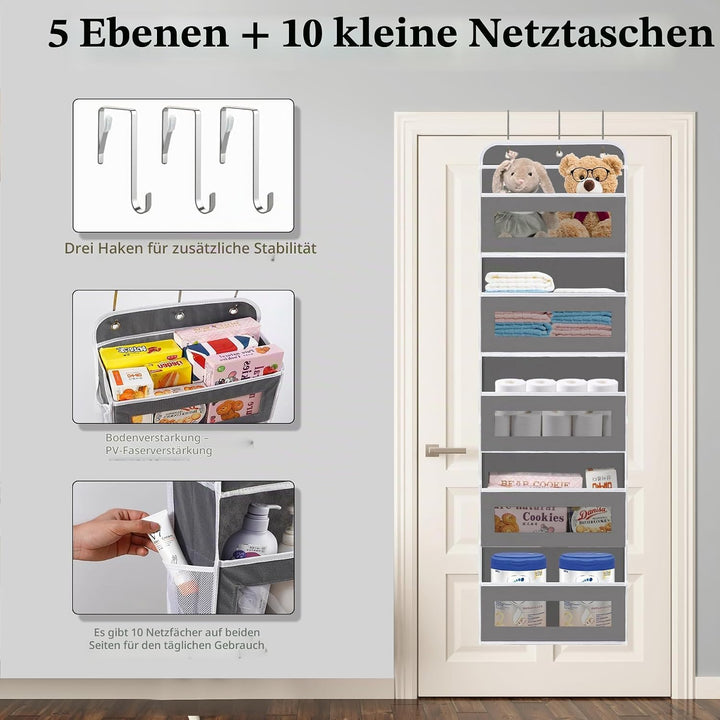 Hängeorganizer Tür mit 5 Fächern, Hängeregal mit Klarsichtfenster für Windeln, Kuscheltier Aufbewahr