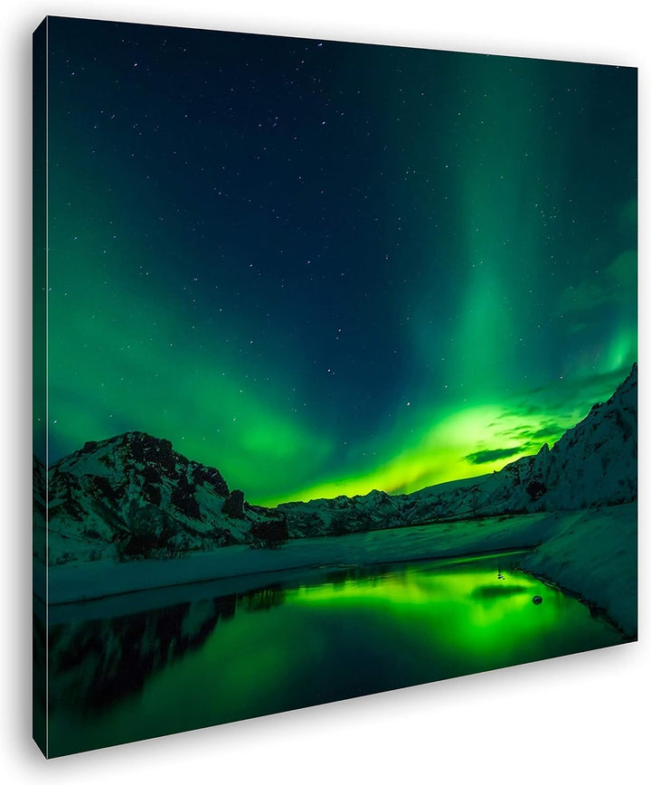 deyoli Aurora Borealis Format: 70x70 als Leinwand, Motiv fertig gerahmt auf Echtholzrahmen, Hochwert