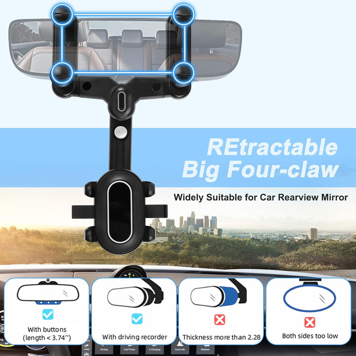 LURICO Handyhalterung Auto Rückspiegel, Rückspiegel Telefonhalter, Universal 360 ° Drehbarer und Ein