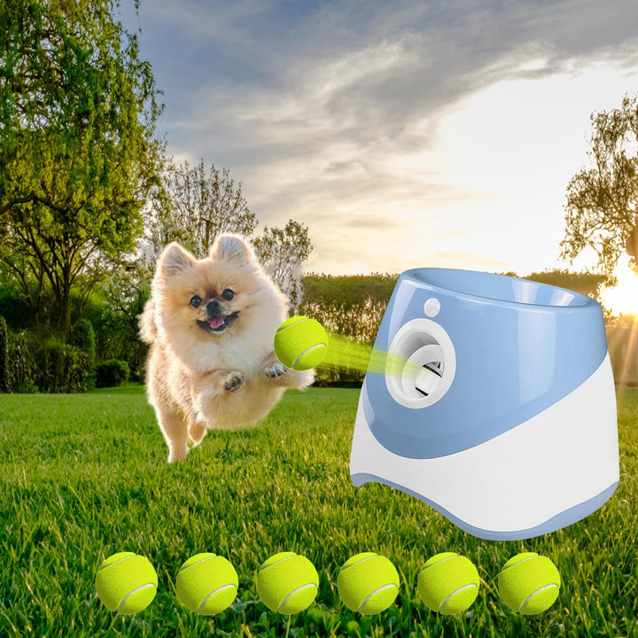 Ballwurfmaschine für Hund, Automatischer Hunde Ballwurfmaschine mit 6 Tennisbälle, Hundespielzeug Ba