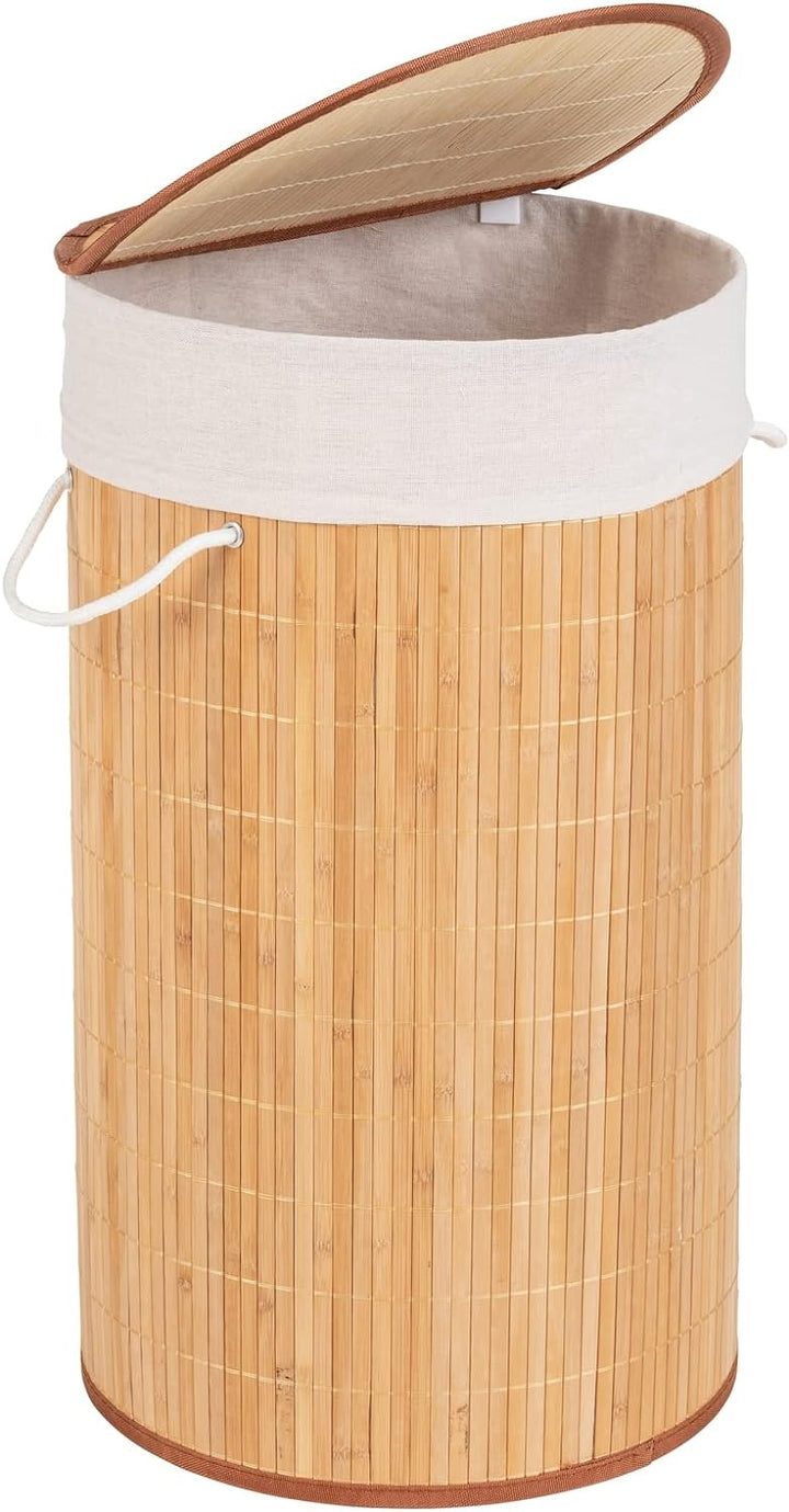 WENKO Wäschetruhe Bamboo Natur - Wäschekorb, mit Wäschesack Fassungsvermögen: 55 l, Bambus, 35 x 60