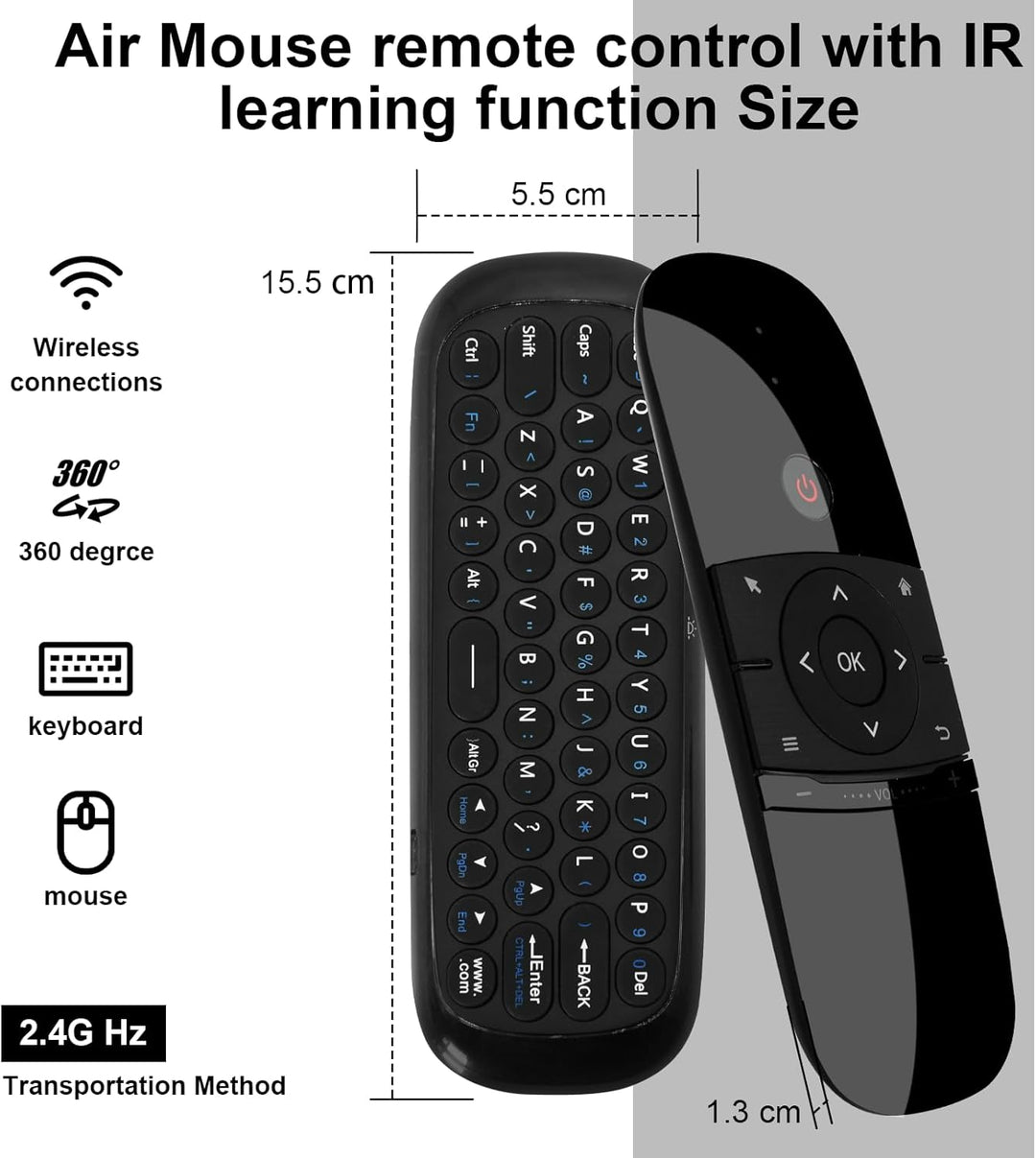 Air Mouse Fernbedienung mit IR-Lernfunktion, 2.4G Air Mouse Remote Control mit Tastatur und Maus Fun