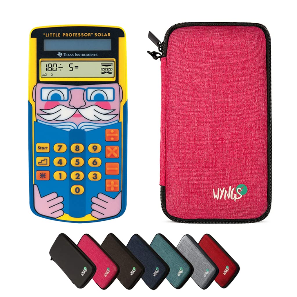 TI-Little Professor inkl. WYNGS Schutztasche Pink - Interaktiver Rechentrainer - Basic Set, Pink