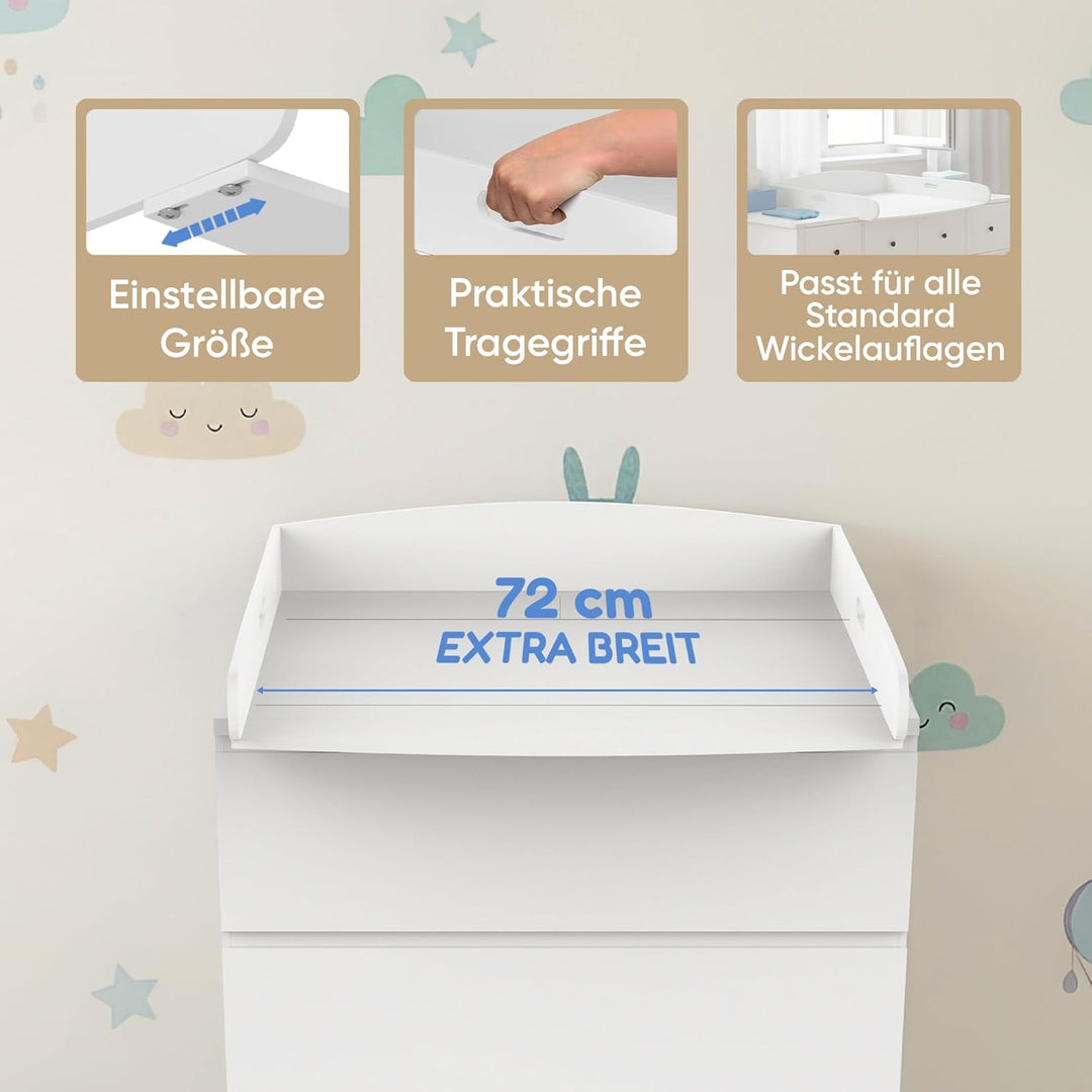 Wickelaufsatz Malm Kommode [80 & 160cm] ohne Lücke zur Wand - Für grosse und kleine Malm Kommoden