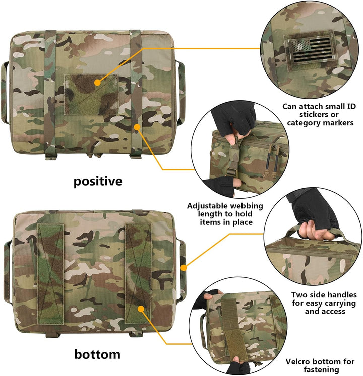 PETAC GEAR 4 PCS Taktische Packing Cubes, Multifunktionale Koffer Organizer Set Outdoor Mesh Bag Set