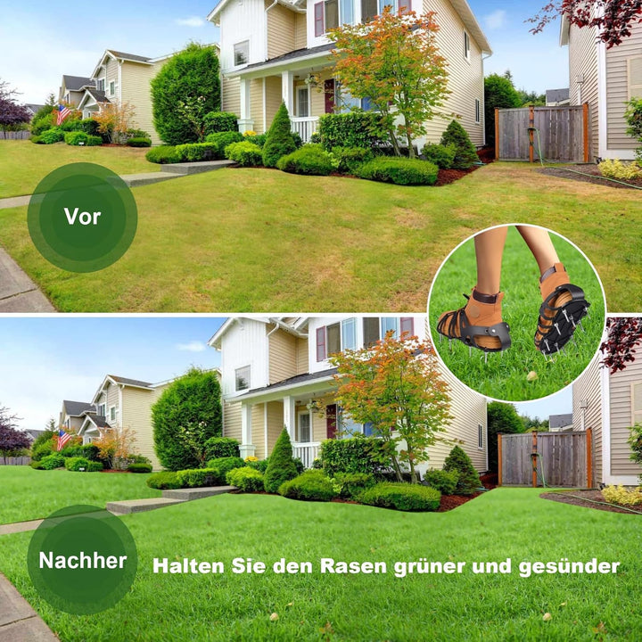 Nagelschuhe, Rasenlüfter Schuhe mit 22 Stahlspikes für Aerating Boden, Rasenbelüfter Schuhe Aerifizi
