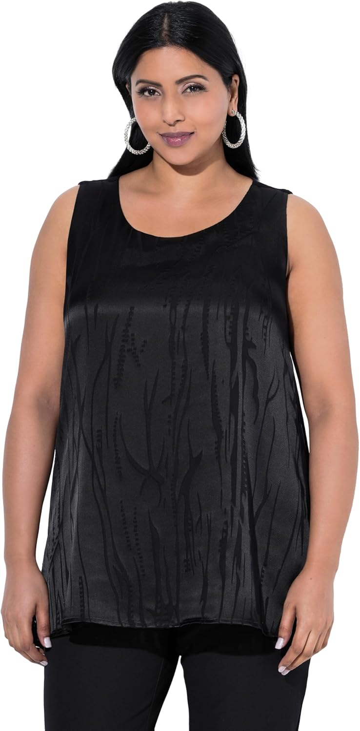 Ulla Popken Damen 7/8-Hose, schmales Bein, Elastikbund, 33W / 32L Schwarz
