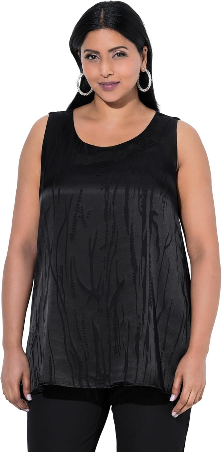 Ulla Popken Damen 7/8-Hose, schmales Bein, Elastikbund, 33W / 32L Schwarz