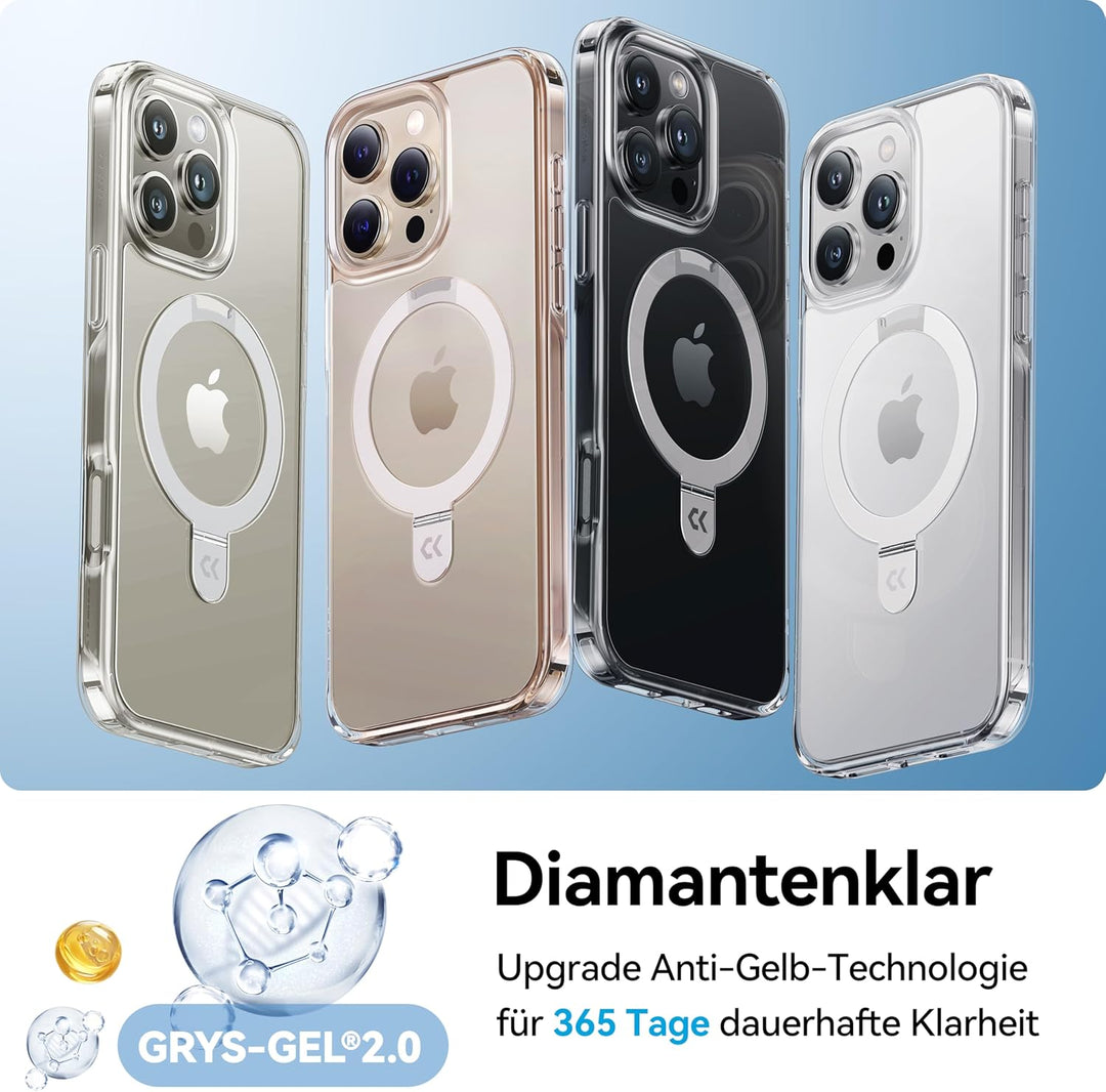 CASEKOO Speziell für iPhone 16 Pro Hülle mit MagSafe & Unsichtbarer Ständer [Militärschutz] [Vergilb